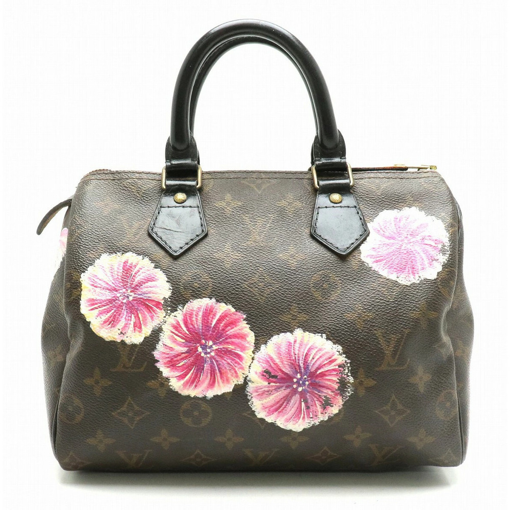 Louis Vuitton Monogram Speedy Boston Bag Handbag Flower Paint s